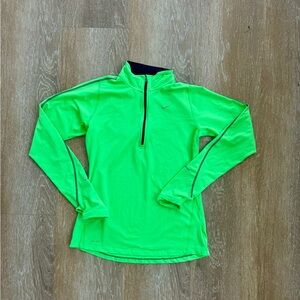 Nike Run Neon Yellow Green Dry Fit Quarter Zip Pullover Jacket Women’s Small